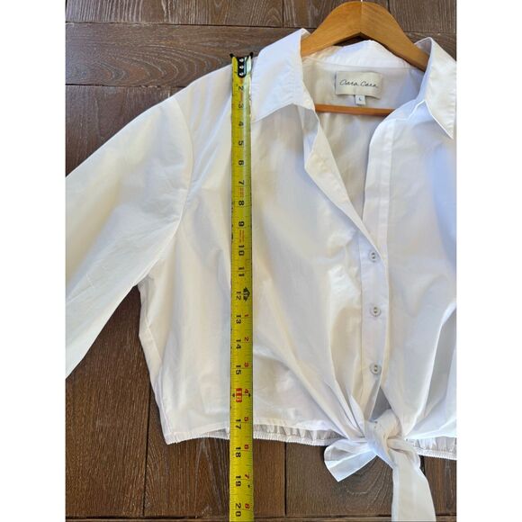 Cara Cara Rumson Top White Button Down Blouse with Tie Front Size Large - Picture 6 of 8